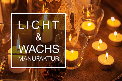 1176792248 Brennende gelbe Teelichter aus der Licht- und Wachsmanufaktur.